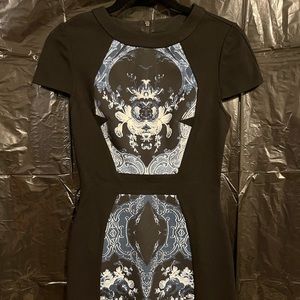 Black dress with blue print